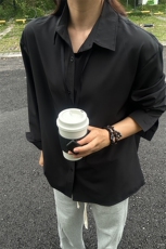 四季薄款冰丝长袖衬衫男简约纯色垂感休闲长袖痞帅衬衣CS031-P28，男装衬衫，星座301C-5