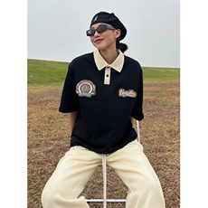 WE1703-P21日系复古简约刺绣短袖POLO衫男潮牌街头，男装Polo衫，电商B323A