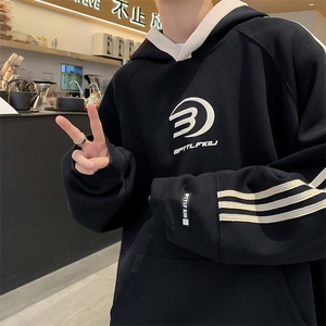 美式复古条纹连帽卫衣男2024春季高街潮牌情侣装上衣 W7965-P45图片