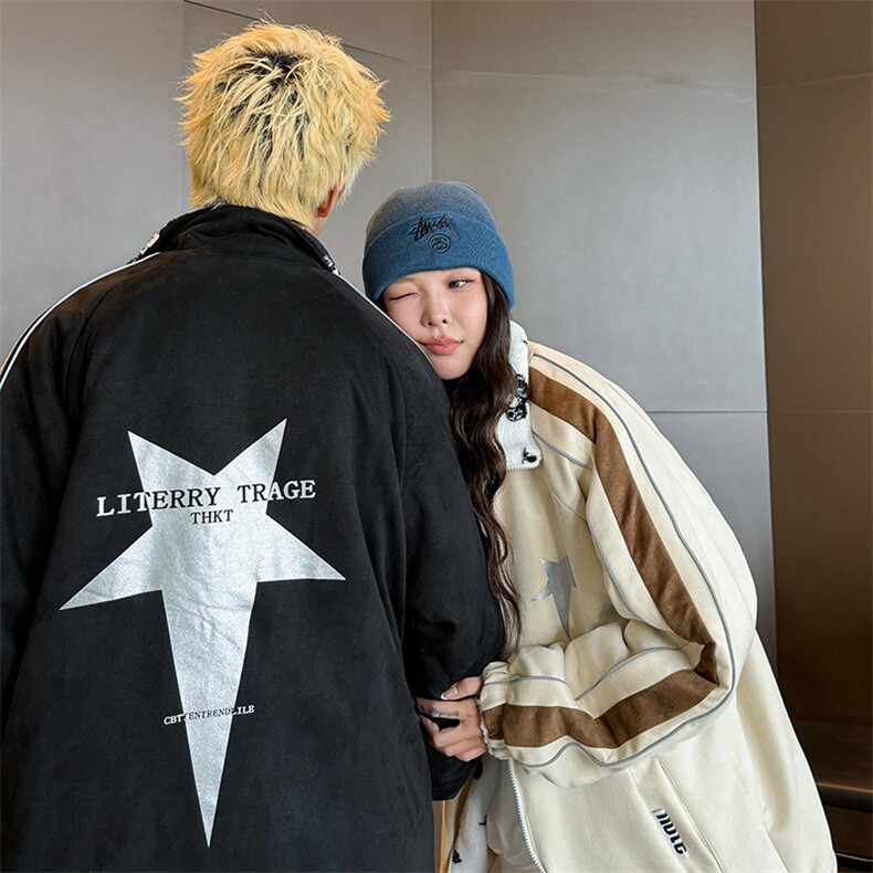 双面穿】麂皮羊羔绒情侣款棉衣棉服面包服立领棉袄外套1618G-P90,男装棉衣,星座207