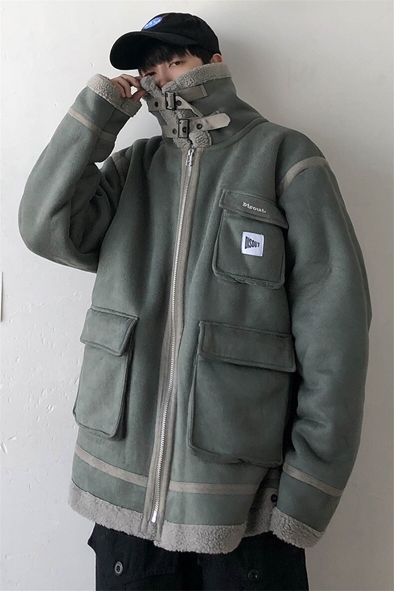 【】A003-HJ5052-P130秋冬新款皮毛一体机械棉衣外套几物,男装夹克,电商A003