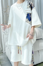2025夏季新款旋律风车大码菠萝格短袖T恤套装M-5XHQ23461-P60，男装T恤，电商A022