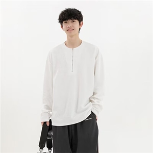 男士长袖时尚休闲百搭简约圆领套头保暖纯色潮流TT114图片