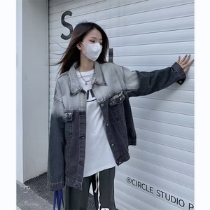 牛仔外套男女韩版潮流高街拼色2026春秋新款ins宽松夹克W4722-P57图片