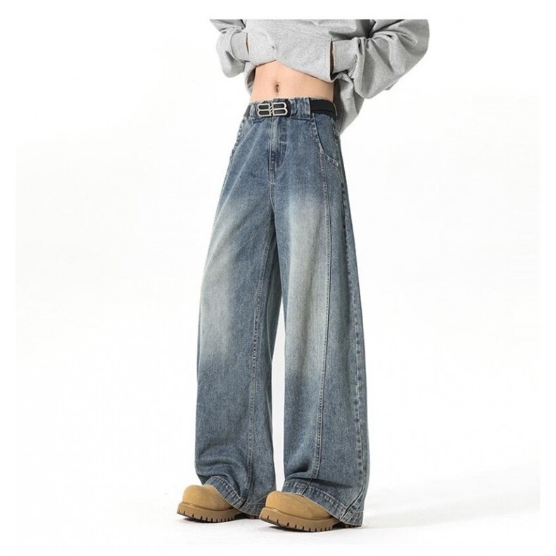 K16020（网络图）现货牛仔裤阔腿直筒裤老爹裤长裤秋刀裤，男装牛仔裤，星座103A-1