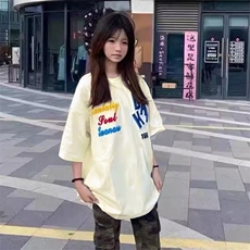 万针全刺绣工艺抖音得物高品质260克重磅纯棉双纱美式高街短袖T恤，男装T恤，电商A486