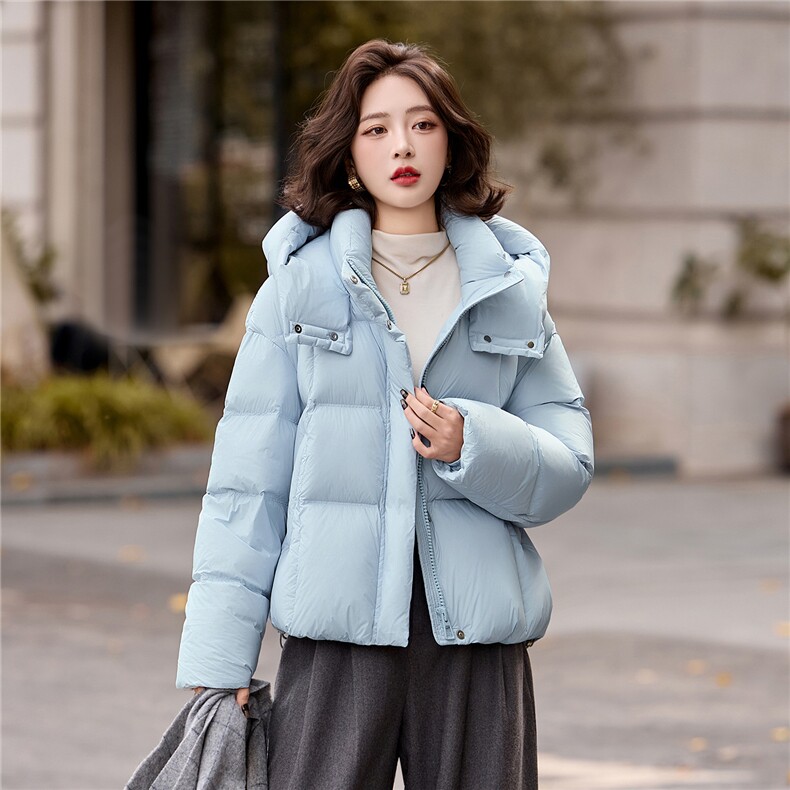 短款连帽立领羽绒服女冬2025新款韩版休闲小个子90白鸭绒加厚保暖,女装羽绒服,辉之琳