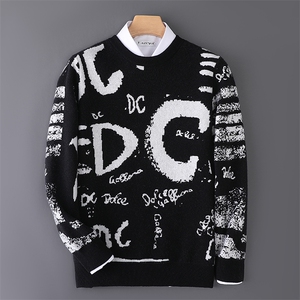 2025百搭时尚芝麻点英文字母羊毛衫，男装羊毛衫，牧圣羊绒