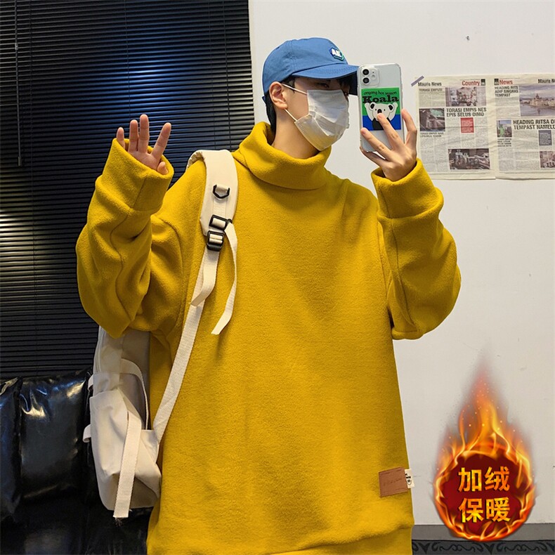 冬季大码纯色男士羊羔绒打底衫百搭卫衣T201P45限68,男装卫衣,电商A089-1