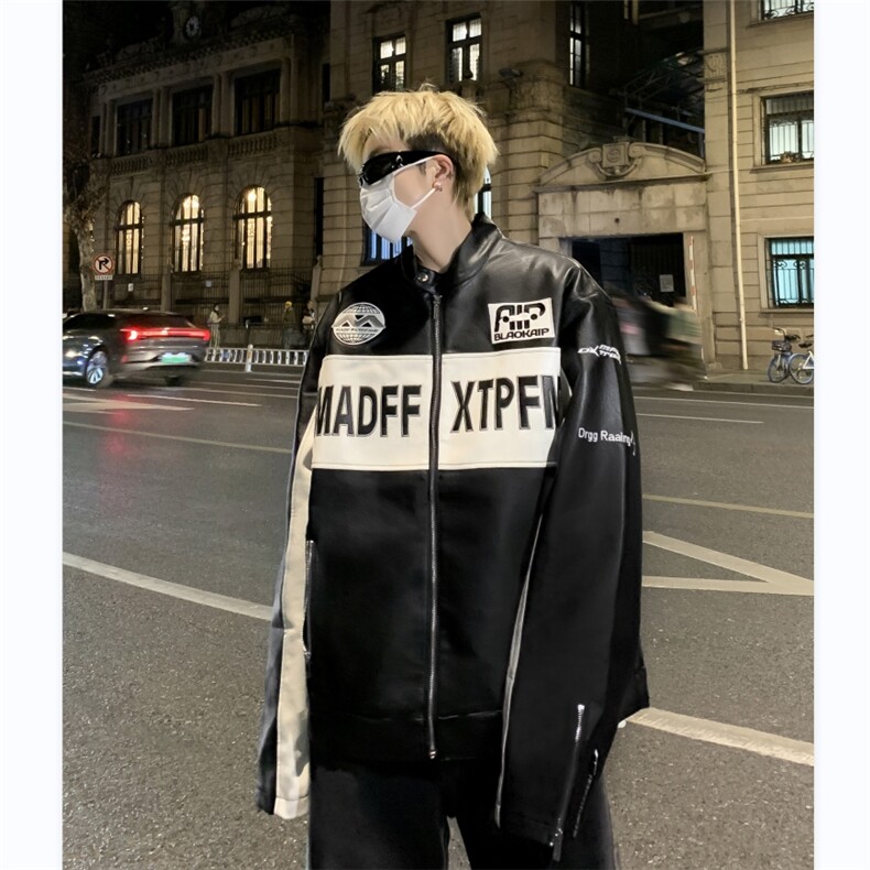 美式皮衣外套男士韩版潮流高街帅气2025春季新款ins夹克W5640-P76,男装皮衣,星座412