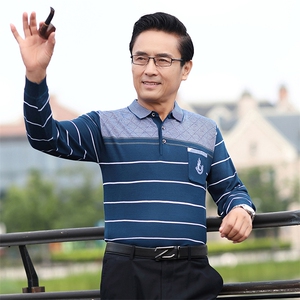 中老年长袖t恤男爸爸秋装上衣春秋小衫中年秋季薄款卫衣秋衣图片