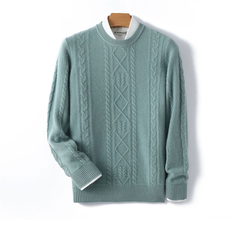 24新品秋冬男士羊毛衫圆领厚毛衣针织衫打底衫，男装羊毛衫，德晨羊绒