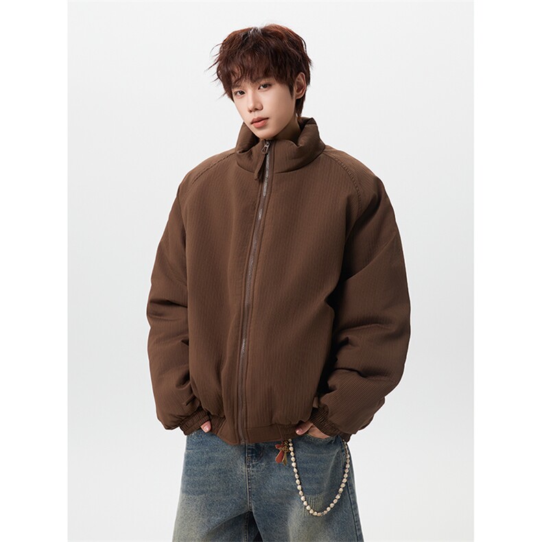 MFDD012-P80冬季日系竖条纹美拉德棉衣男宽松保暖棉服外套，男装棉衣，星座712A-1