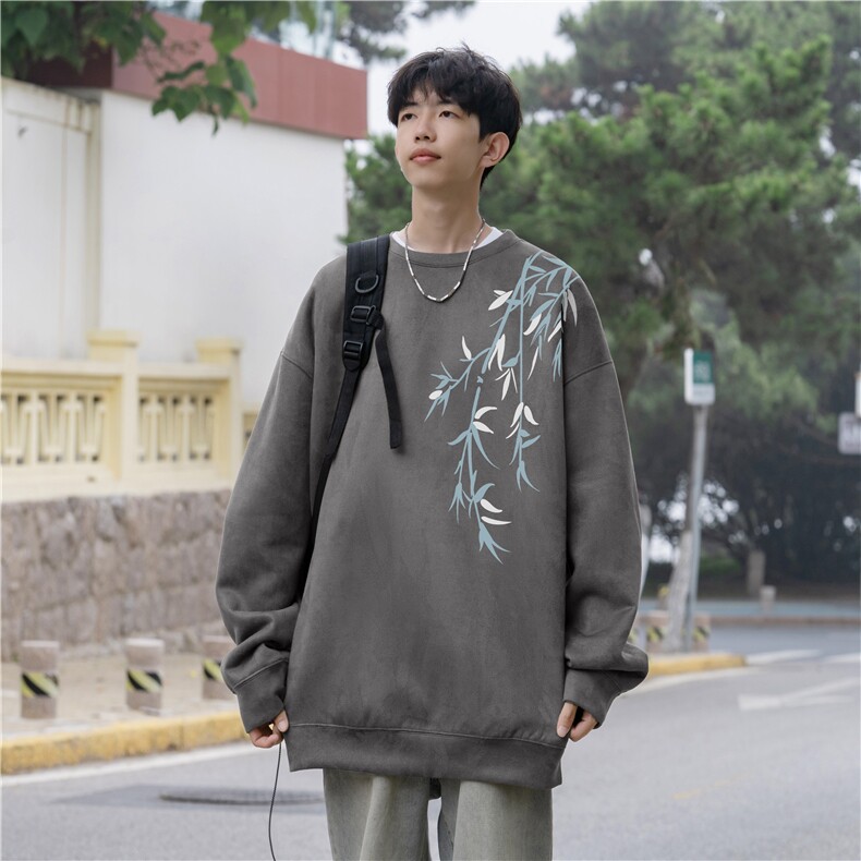 抖音得物高品质风麂皮绒宽松圆领卫衣wyjp262-特35控69,男装卫衣,星座605(原A050)