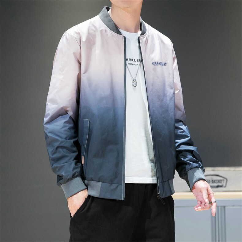 春秋季外套男士潮牌宽松休闲棒球领渐变运动夹克工装DS858T,男装夹克,电商A102