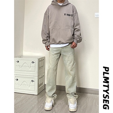 B221美式ins高街小众拉链直筒牛仔裤LK23028-P60控78，男装牛仔裤，电商B221