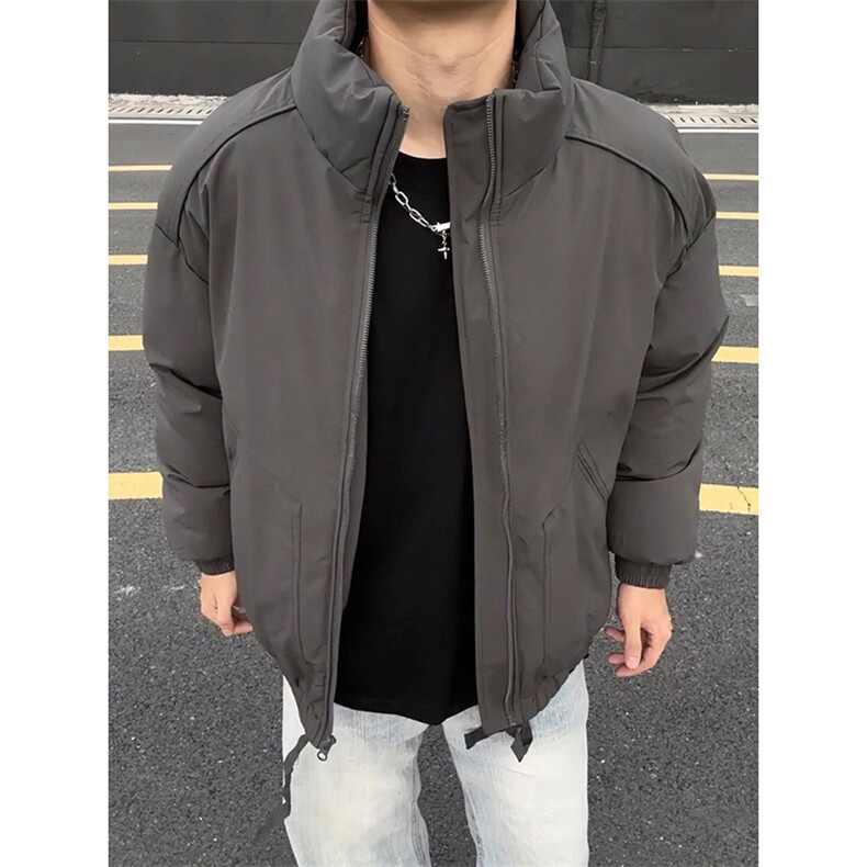 现货冬季美式休闲加厚雪山外套夹克立领纯色三防户外工装棉服,男装夹克,电商A486