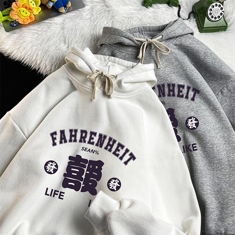 WY2256-P35 加绒款-P40 纯棉连帽卫衣男大码运动帽衫宽松薄图片