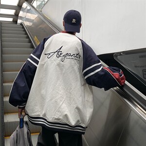 EQ86 棒球服外套男拼色机车服夹克2024新款秋装 P118图片