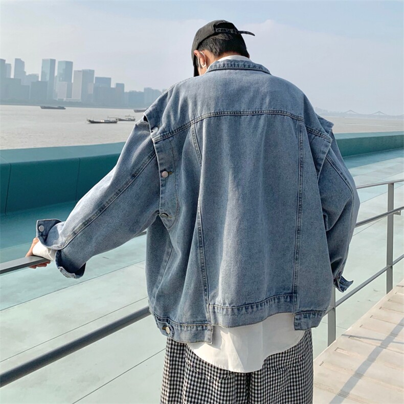 袖子可拆牛仔裤外套男高街帅气2023秋冬新款ins宽松背心W3452-P61，男装大码男装，星座412-2