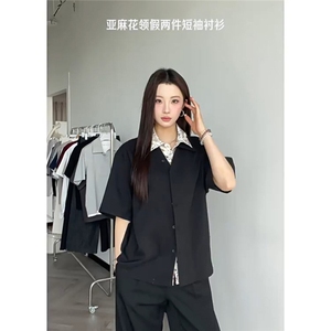 网络图慎用 图片只做展示大货已到翻领假两件衬衫DCS78045P65控98图片