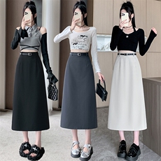 2024秋季新款修身显瘦西装直筒包臀裙A字半身裙中长款一步裙，女装半身裙，梦白服饰厂