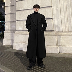 秋冬外景毛呢大衣男潮牌港风宽松风衣中长款情侣外套MN99805/P125，男装风衣，电商B316