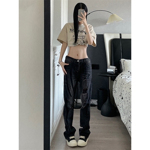 B221 美式ins高街小众个性男女破洞牛仔裤 LK23001-P65 控88图片