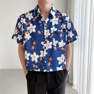 古着vintage复古日系百搭夏威夷港风宽松巴洛克短袖女印碎花衬衫8图片