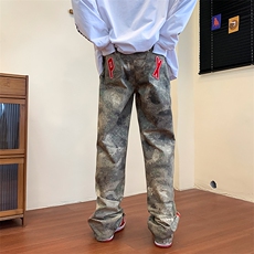 美式街头嘻哈迷彩裤可调节拉链百搭休闲男ins长裤K09001-P45，男装休闲裤，星座308B-1