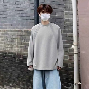 抖音得物品质26春装美式高街曼巴棉螺纹拼接卫衣圆领长袖T恤YT164图片