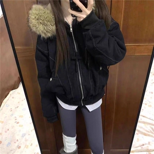 男女宽松美式工装外套加绒保暖毛领座山雕夹克棉服G881-P118网图图片