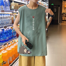 ！港风2023夏季无袖背心男加肥加大码宽松短袖T恤男BX269-P20，男装背心/马甲，电商B371