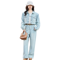 2025年春季新款牛仔套装休闲气质日常百搭牛仔套装女，女装套装/套裙，1C080
