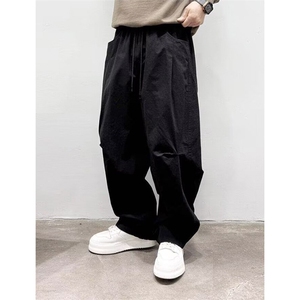 抖音得物 纯色简约 休闲裤男日系复古宽松束脚口袋装饰工装裤AK10图片