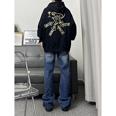B221美式ins高街暗黑光版修身微喇牛仔裤LK23137-P55控78，男装牛仔裤，电商B221