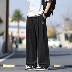 春夏莱赛尔天丝亚麻休闲裤男士薄款宽松直筒运动阔腿裤控69，男装休闲裤，星座703