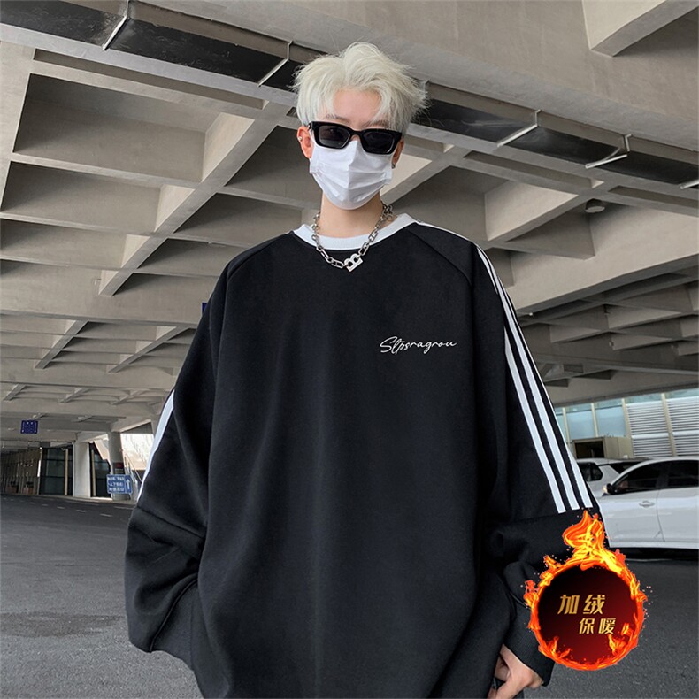 抖音得物供货提供视频秋冬重磅美式宽松织带圆领卫衣0342,男装卫衣,电商A486