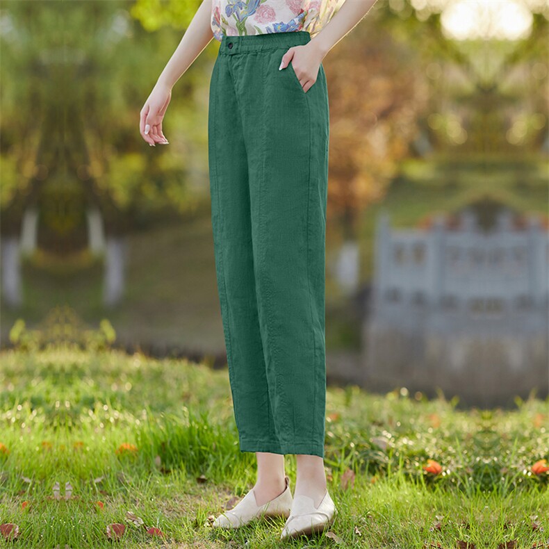 2026年夏季苎麻小脚裤苎麻棉,女装休闲裤,江南依恋