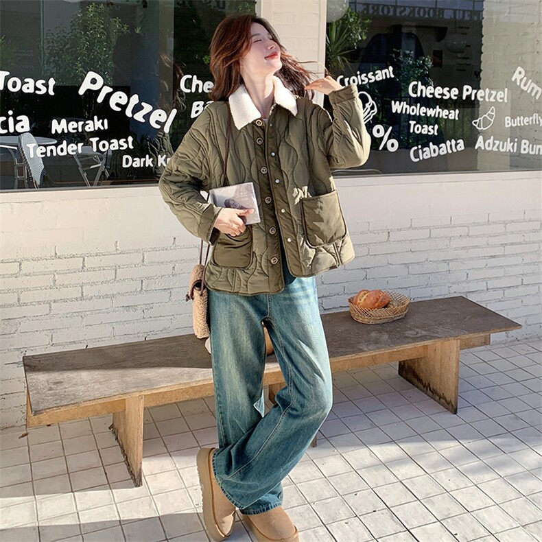 新品拼接棉衣双层领2C081-7702P195,女装棉衣/棉服,2C081