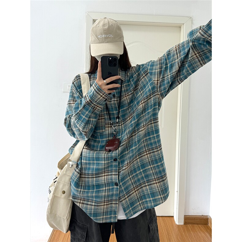 棉磨毛格子长袖休闲纯棉抖音高品质衬衫男CS024-P45,男装衬衫,星座301C-5