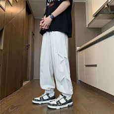 胖胖哥夏季大码帅气垂感长裤透气卫裤纯色简约潮流百搭宽松轻薄，男装休闲裤，电商A088