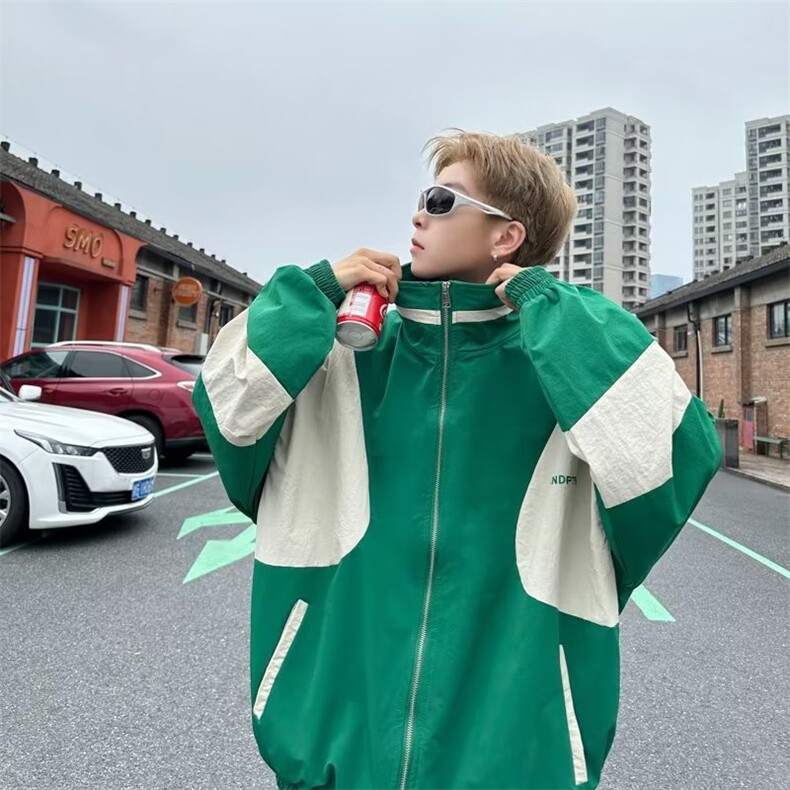 拼接撞色立领外套男春秋季街头痞帅嘻哈机车风衣运动夹克J2302,男装夹克,星座1116A-1（原606A）