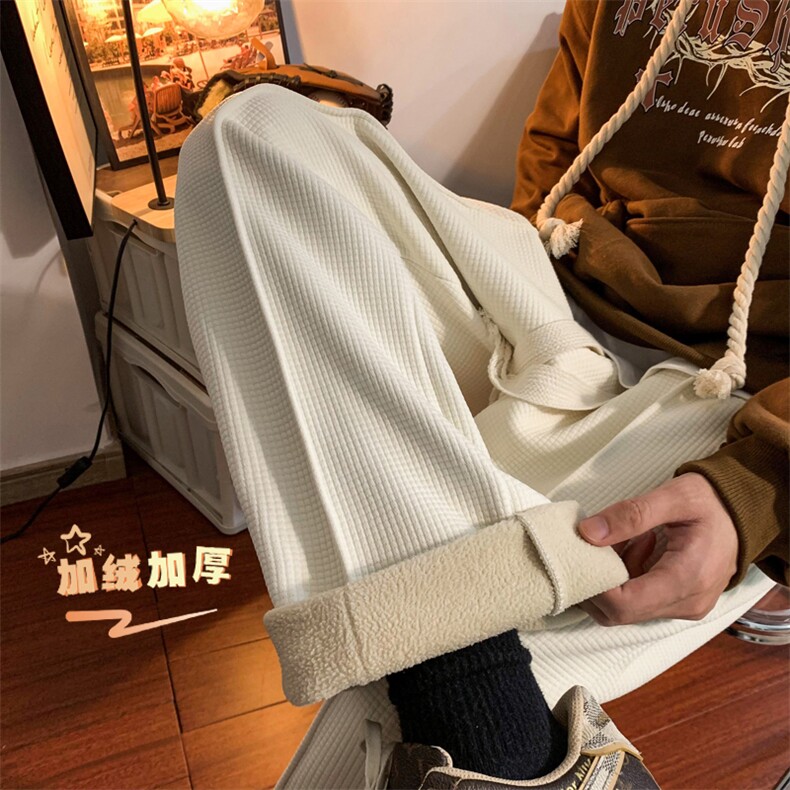 2024冬款加绒加厚休闲裤华夫格摇粒绒直筒裤313A-1-NK82-P55控68图片