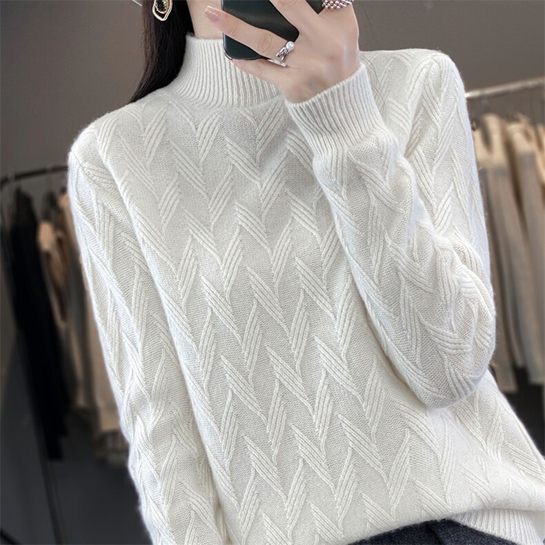 半高领毛衣女套头秋冬季2024年新款女装韩版宽松外穿加厚,针织衫/毛衣,皓宇羊绒