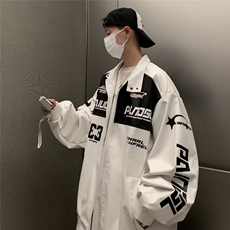 美式高街皮衣男韩版字母拼色个性机车服2025冬季ins外套W5376-P71，男装皮衣，星座412