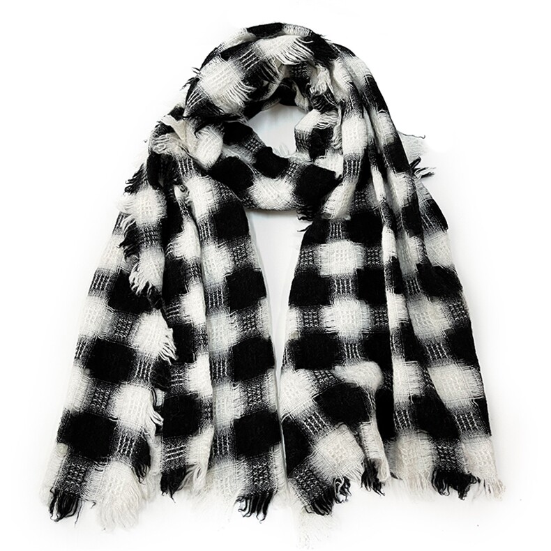 2025年秋季新款百搭女士流苏拼色羊绒围巾，围巾，绒上羊绒