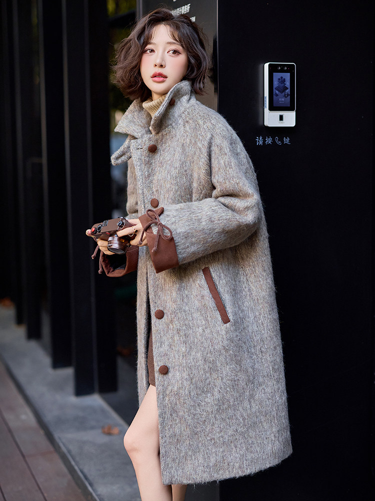 水衣源2701款中长款毛呢大衣加棉加厚外套女,女装毛呢外套,水衣源