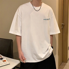 港风纯棉短袖T恤男夏季ins潮流打底衫设计感宽松卡通半袖体恤，男装T恤，电商A409-1