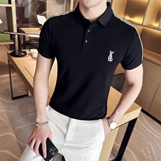 2024新款丝光珠地面料修身翻领短袖POLO衫男PL9303-p55，男装Polo衫，电商D303
